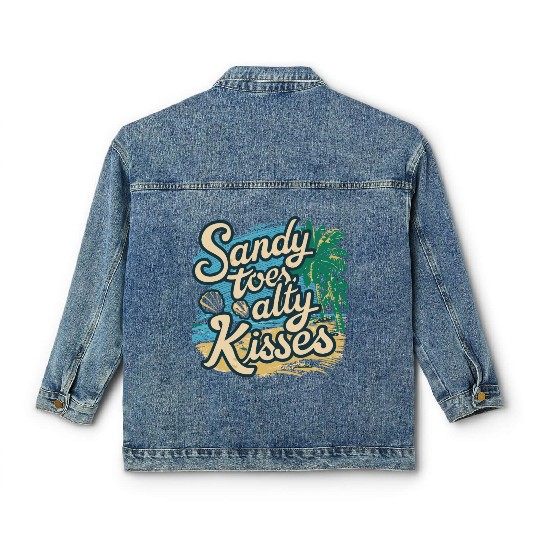 Summer Sandy Toes Salty Kisses Beach lover Classic Women's Denim Jackets