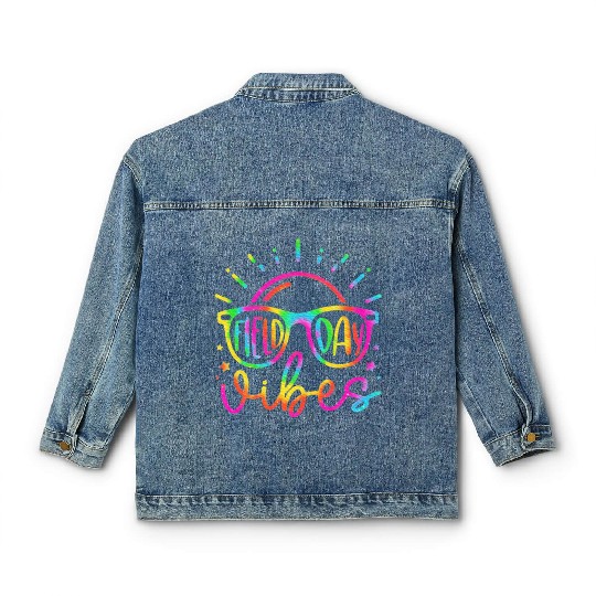 Field Day Vibes Teacher Kids Field Day 2024 Classic Women's Denim Jackets