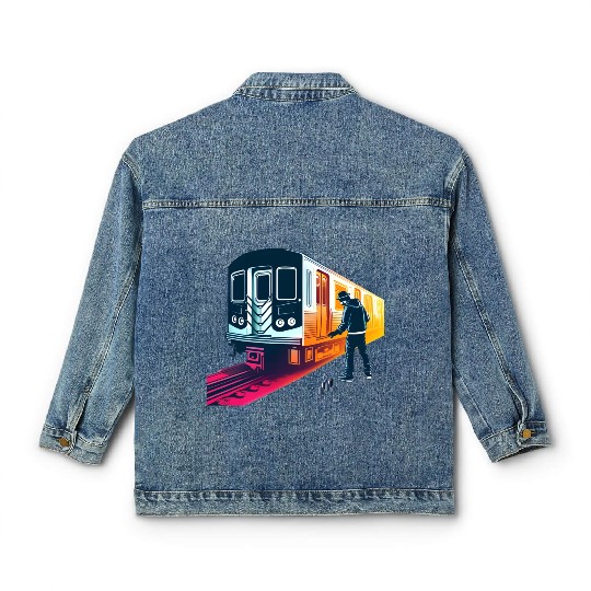 AI Teen at Subway Layup Masked Classic Women's Denim Jackets