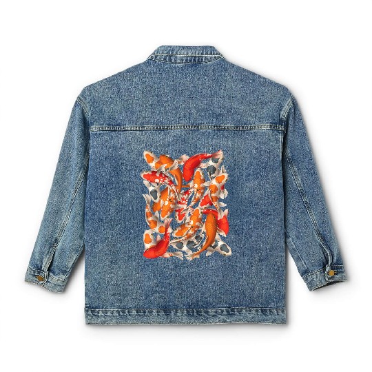 Japanese Asian Koi Fish Carp Nishikigoi Fish Art T Classic Women's Denim Jackets