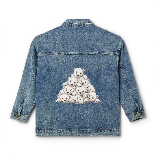 Pile of Baby Polar Bears Classic Women's Denim Jackets