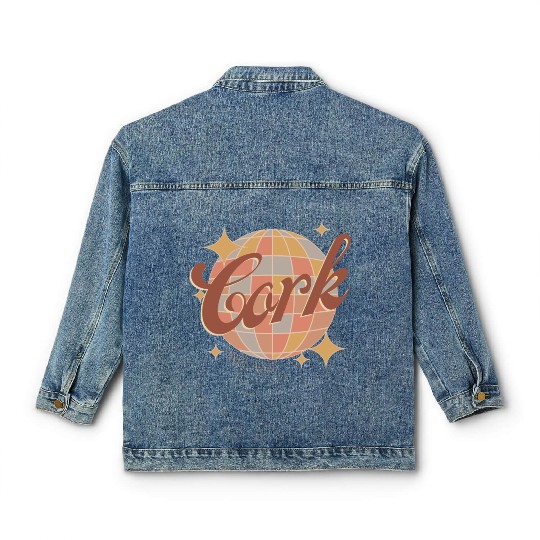 Cork City Ireland Retro Vintage Disco ball design Classic Women's Denim Jackets