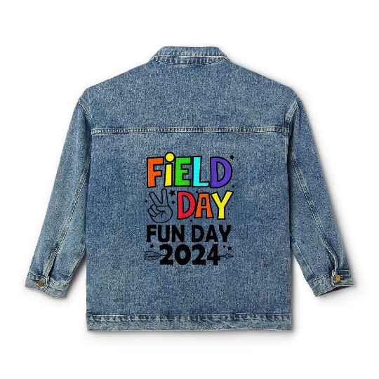 Field Day Fun Day For Teacher Field Day Classic Women's Denim Jackets