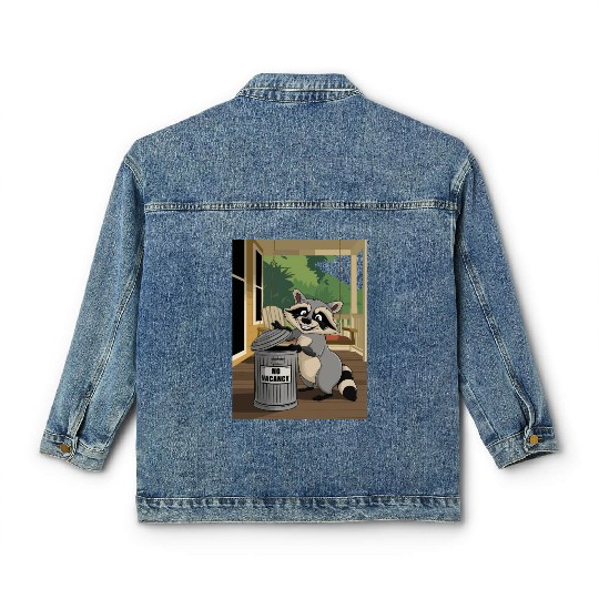 Racoon Trash Panda Metal Trash Can No Vacancy Classic Women's Denim Jackets