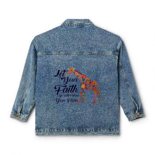 Giraffe Lover Christian Faith Bible Verse Classic Women's Denim Jackets