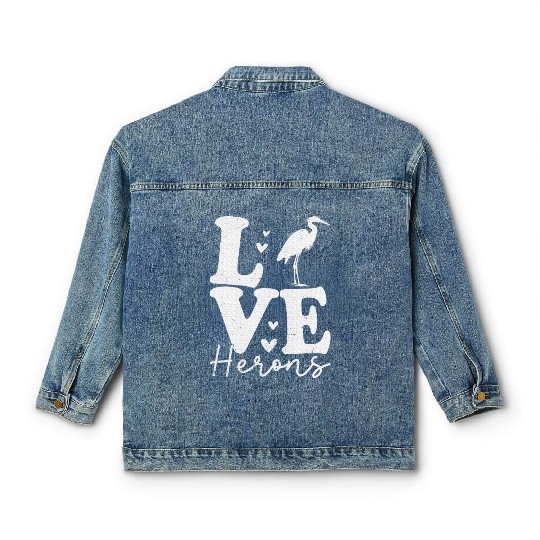 Love Heron Blue Heron Birds Lover Gifts Classic Women's Denim Jackets