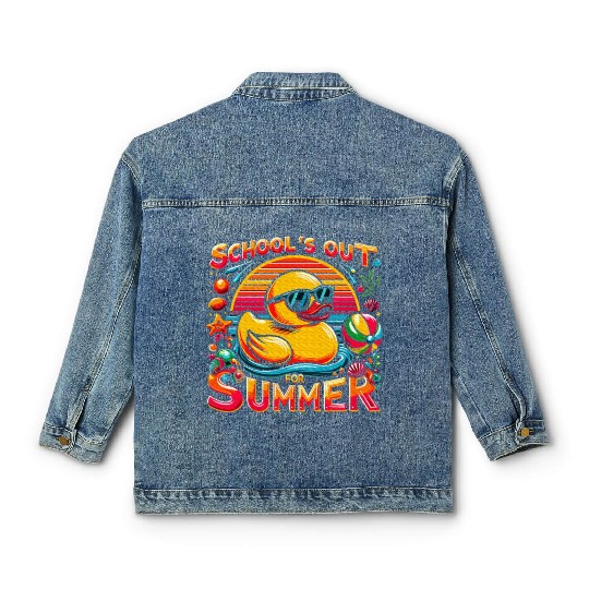 Schools Out For Summer Teacher Yellow Duck Classic Women's Denim Jackets