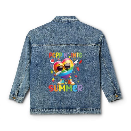 hello teacher Happy day preschool summer student Classic Women's Denim Jackets
