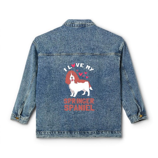 Cute Dog Lover I Love My Springer Spaniel Classic Women's Denim Jackets