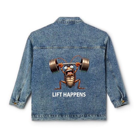 Cockroach Weightlifting Barbell Workout Lift Classic Women's Denim Jackets