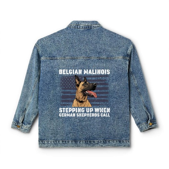 BELGIAN MALINOIS STEPPING UP WHEN SHEPHERDS CALL Classic Women's Denim Jackets