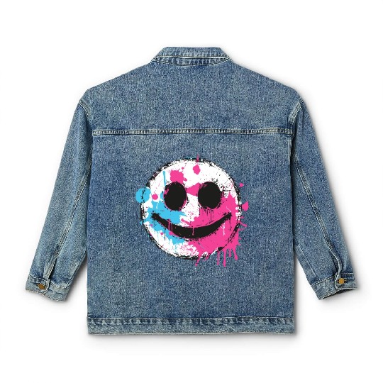Graffiti Smiley Face - Urban Street Art Classic Women's Denim Jackets