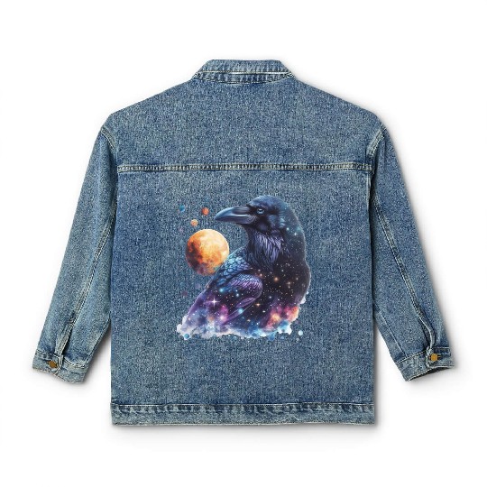 Celestial Raven Clipart Clipart, Crow Bird Witch Classic Women's Denim Jackets