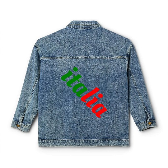 Vibrant Italian Flag Typography Classic Women's Denim Jackets