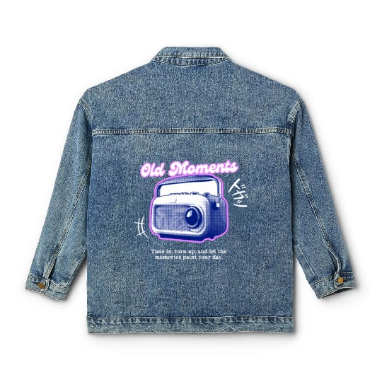 Lilac Black Halftone Radio Portrait Classic Women's Denim Jackets