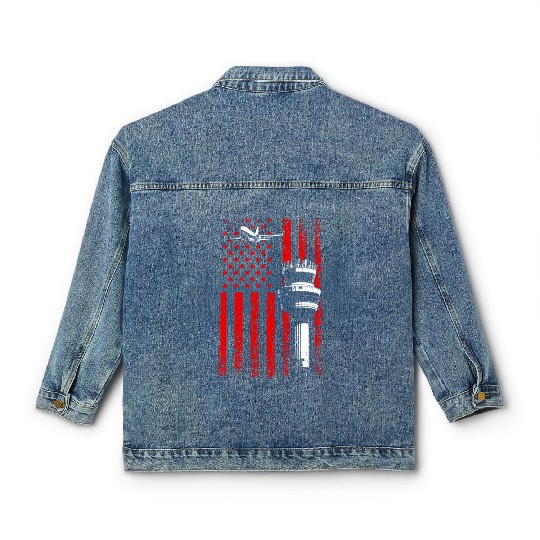 American Flag US, air traffic controller Classic Women's Denim Jackets