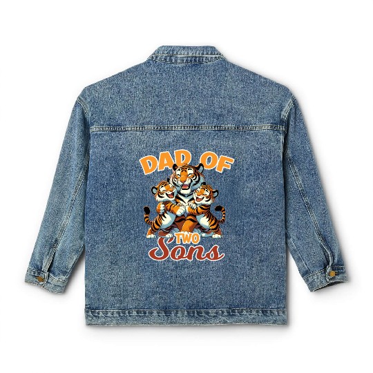 Strong Tiger with Tiger Kid for a Dad Classic Women's Denim Jackets