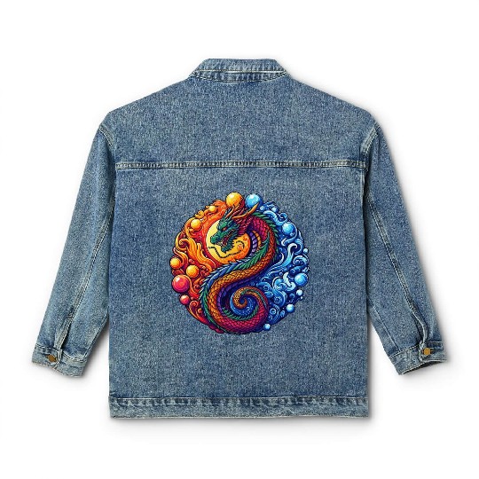 Vibrant Yin Yang Dragon Classic Women's Denim Jackets