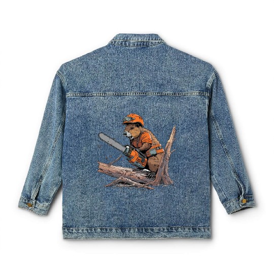 Beaver Lumberjack Chainsaw Classic Women's Denim Jackets