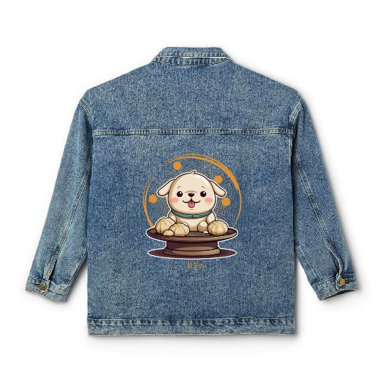 Dog serving dumpling Classic Women's Denim Jackets