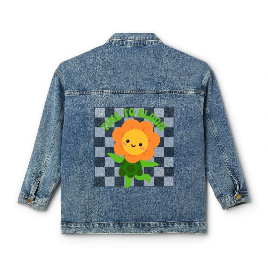 Time to Bloom: Floral Print Design Classic Women's Denim Jackets