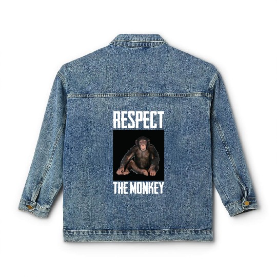 Respect The Monkey Photo Funny Primate Ape Lover Classic Women's Denim Jackets