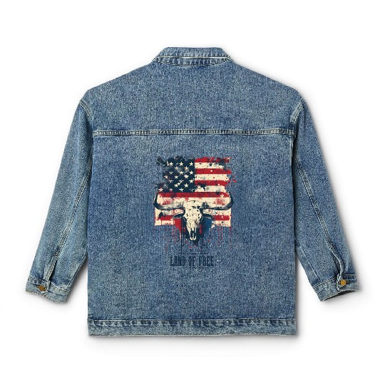 Land of the free because of the brave , 4 July Classic Women's Denim Jackets