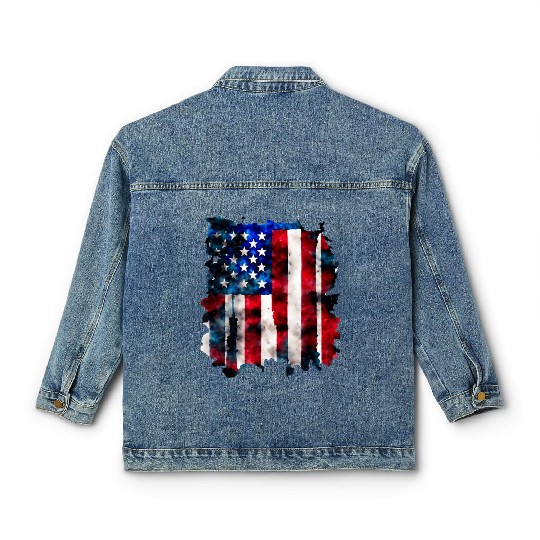 Patriotic American Flag July 4th Classic Women's Denim Jackets