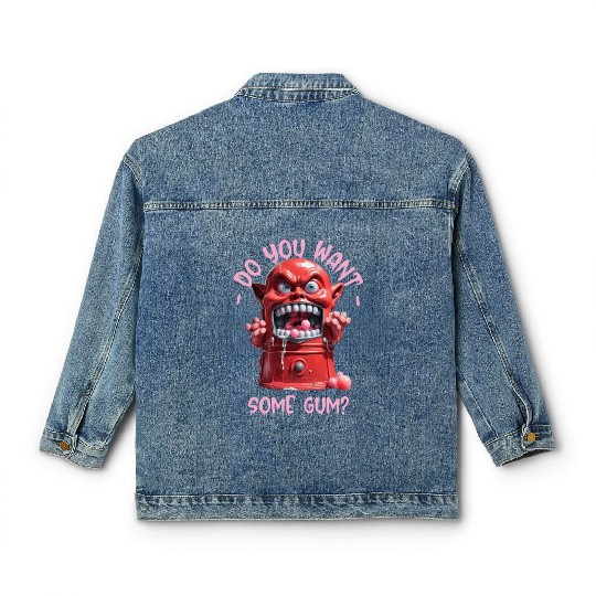 Funny Dark Humor Slobbering Bubblegum Machine Classic Women's Denim Jackets