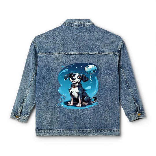 flea dog dreaming of being a scorer Classic Women's Denim Jackets