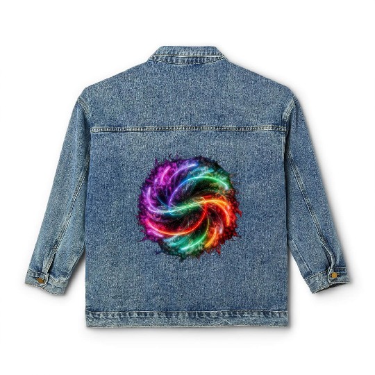 Neon color ai particles Classic Women's Denim Jackets