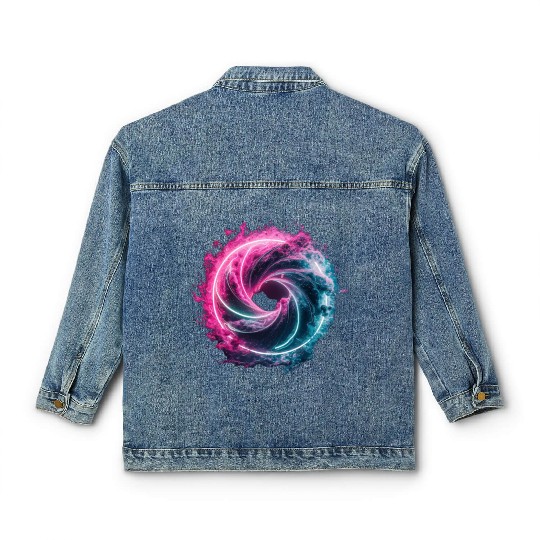 Neon color ai particles Classic Women's Denim Jackets