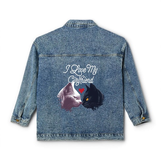 Love My Girlfriend Funny Valentines Day Humor Classic Women's Denim Jackets