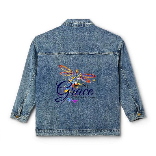 Amazing Grace Dragonfly splatter Classic Women's Denim Jackets