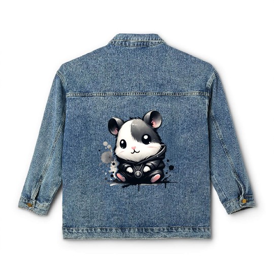 Charcoal Hip Hop Hamster Classic Women's Denim Jackets