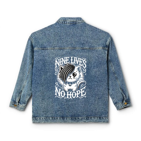 Gothic Emo Cat Design For Cat Lovers And Classic Women's Denim Jackets