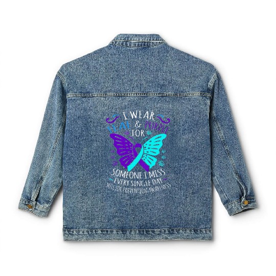 I Wear Teal And Purple For Someone Classic Women's Denim Jackets
