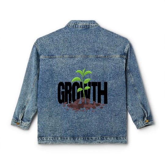 Growth Typography Design Classic Women's Denim Jackets