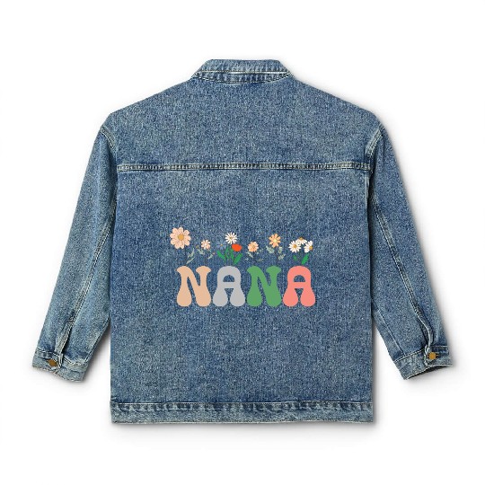 Nana Wildflower Floral Design Cherry Blossom Nana Classic Women's Denim Jackets