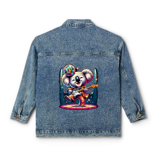 Disco Ball Guitar Koala Classic Women's Denim Jackets