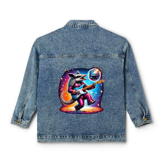 Disco Ball Guitar Armadillo Classic Women's Denim Jackets