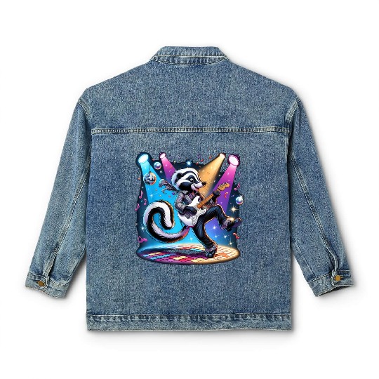 Disco Ball Guitar Skunk Classic Women's Denim Jackets