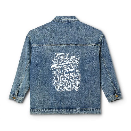 Aztec God Ancient Mythology Tezcatlipoca Eagle Classic Women's Denim Jackets
