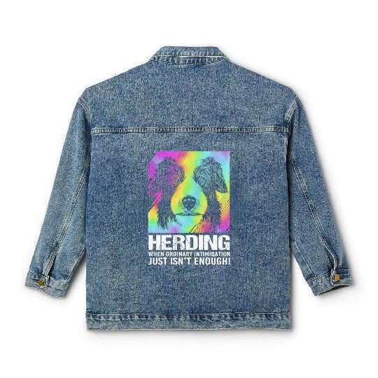 Dog Humor Pet Puppy Owner Funny Border Collie Classic Women's Denim Jackets