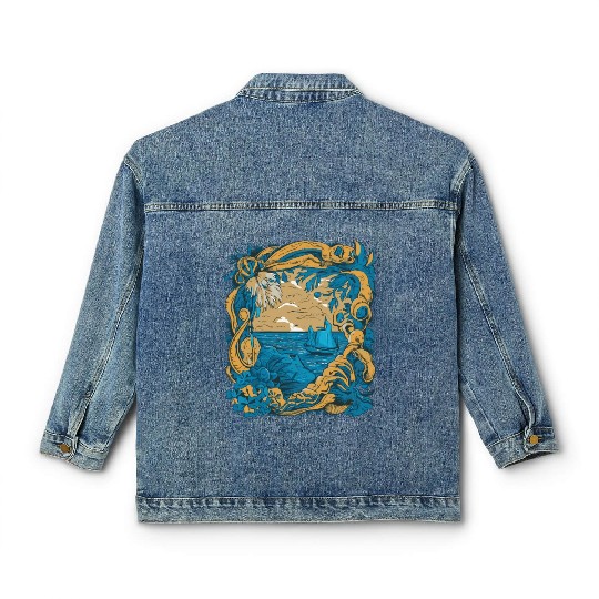 Sun Kissed Shores A Mediterranean Odyssey Classic Women's Denim Jackets