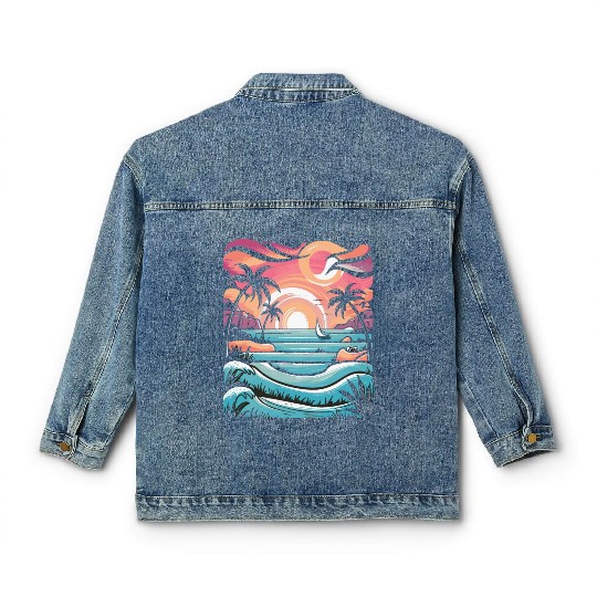 Azure Embrace Mediterranean Dreamscapes Classic Women's Denim Jackets