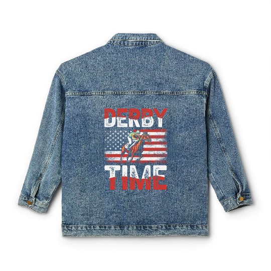 Derby Time Louisville Kentucky Horse Racing Classic Women's Denim Jackets