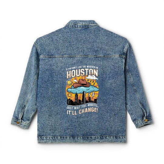 Unpredictable Houston Weather - Fun City Art Classic Women's Denim Jackets