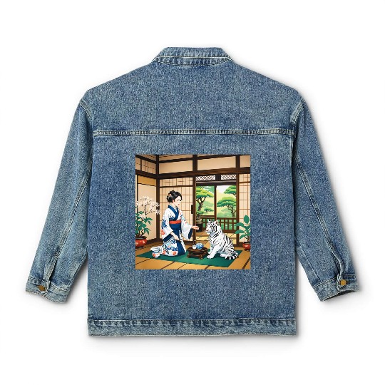 Fantasy Kimono Tiger Premium Classic Women's Denim Jackets