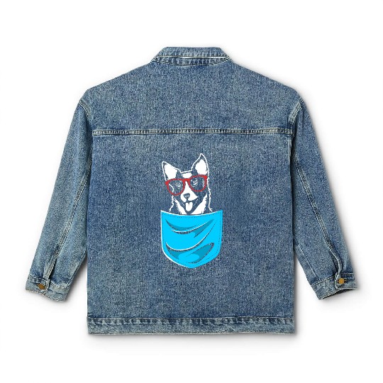 Australian Cattle Dog Cute Cattle Dog In A Pocket Classic Women's Denim Jackets